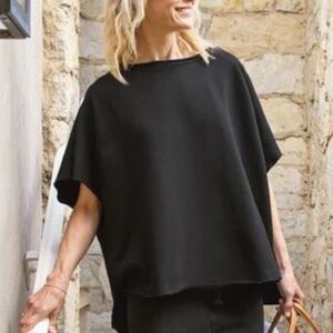 Frank & Eileen Audrey Sweater Funnel Neck Capelet Triple Fleece One Size Black